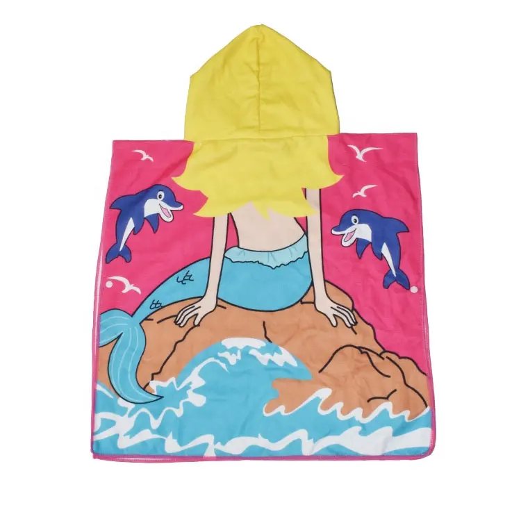 Vente en gros en usine de pulls à capuche pour bébés Serviettes pour enfants Serviettes de plage pour piscine Ponchos à capuche de dessin animé pour enfants