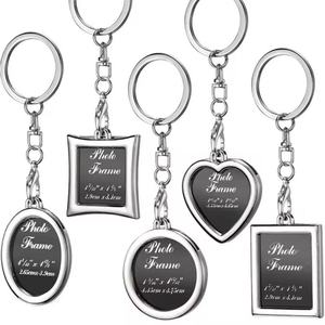 Mini porte-clés photo personnalisé avec logo, cadre photo vierge en acier inoxydable, porte-clés en alliage de zinc personnalisé, souvenirs d'amour avec photos - Product Image 4