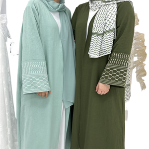 Abito da donna in stile Vintage Muslim Abaya splendidamente ricamato con frange Cardigan aperto per quattro stagioni - Product Image 4