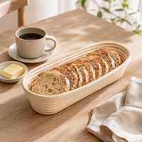 Banneton ovale pour levain, conception OEM avec logo personnalisé pour les marques de boulangerie en gros et l'emballage sous marque privée