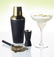 Ensemble de barman en acier inoxydable, 3 pièces, accessoires de bar, shaker à martini de 20 oz, doseur, passoire, ensemble d'outils de bar