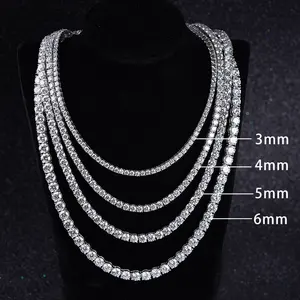 Hip Hop Men Jewelry 925 Silver Moissanite Tennis Chain - Buy Iced Out Moissanite 3mm Tennis Chain