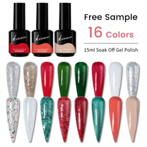 Free Custom Unique New Year 16 colors Christmas Gel Collection set box OEM nail UV gel supplies design high end nail polish