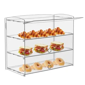 亚克力婚礼食品展示3层透明自助餐杯蛋糕展示盒亚克力面包店展示盒