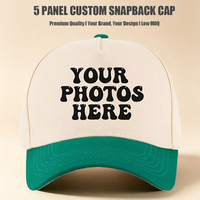 Topi Baseball 5 Panel Custom Logo, Bahan Katun Twill, Model Snapback Terstruktur, Topi Kosong untuk Dicetak