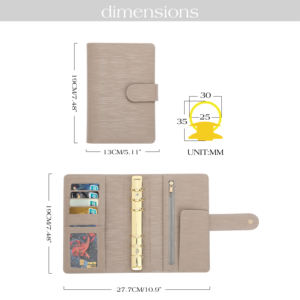 Hongbo superventas A6, carpeta de botones de presupuesto, planificador de Agenda, organizador de billetera de cuero Saffiano Epi de 27 colores, cuadernos de 6 anillos dorados - Product Image 4