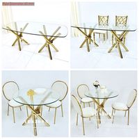 Pieds de table en acier inoxydable et plateaux de table en verre pour tables de mariage et d'événements - Vente chaude