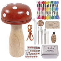Kit de couture personnalisé en forme de champignon, fournitures de réparation en bois avec 12 fils de couleurs pour la réparation de vêtements et les loisirs créatifs DIY