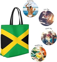 Sac fourre-tout en toile avec drapeau jamaïcain, grand sac à bandoulière décontracté pour femmes, sac à main réutilisable pour la plage, les courses et les sorties en plein air