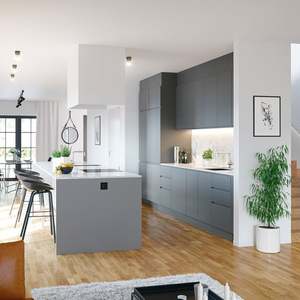 Armoire murale de cuisine avec comptoir en marbre et stratifié, robinet, tiroir, panier - Structure en aggloméré - Product Image 1