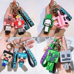 Lilangda 2025 mới sáng tạo phim hoạt hình 3D sandbox trò chơi PVC thợ mỏ trò chơi minecrafts Keychain Túi Mặt dây chuyền cao su Móc chìa khóa bán buôn - Product Image 2