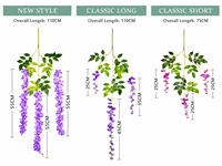 Fleurs artificielles de glycine YM, fausse vigne de glycine en soie, toucher réel, décoratives pour arche de mariage, plafond, décoration intérieure, vente en gros