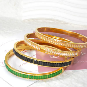 Bracelets en acier inoxydable plaqués or 14 carats avec zircon cristal de couleur personnalisée pour l'anniversaire des femmes - Product Image 3