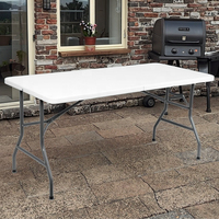 Table pliante en plastique de 6 pieds, table de salle à manger et de pique-nique en acrylique de 6 pieds, surface solide, longue et carrée, pliable