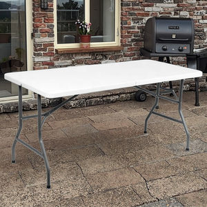 Asientos plegables de plástico de 6 pies Mesa plegable cuadrada larga de superficie sólida para comedor y picnic de acrílico de 6 pies - Product Image 4