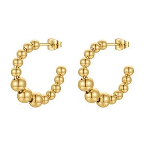Joyería de acero inoxidable chapado en oro de 18K, bola de acero en forma de C, tachuelas, accesorios clásicos INS, pendientes E221350 - Product Image 1