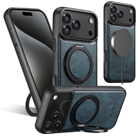 Étui de téléphone en cuir PU magnétique avec cire d'huile, directement de l'usine OEM/ODM, protection à 360° °   Support rotatif pour anneau, compatible avec la série Apple