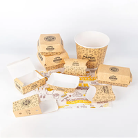 Boîtes rigides en carton ondulé recyclables de qualité alimentaire jetables et sûres avec poignée à fermeture magnétique pour l'emballage de hamburgers, de sandwichs et de plats rapides