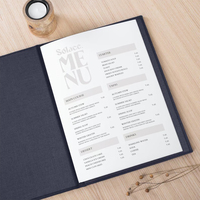 Porte-menus en tissu de lin de haute qualité avec logo personnalisé en estampe dorée, format A4, pour restaurant, bar, café