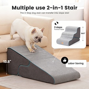 Escaleras para Mascotas de Lujo, Modernas, Ecológicas, Duraderas, Fáciles de Limpiar, 2 en 1, Escaleras Transformables de Tres Peldaños, Rampa Antideslizante - Product Image 2