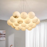 Lustre de luxe en laiton blanc et albâtre, taille moyenne, LED anti-éblouissement, éclairage intérieur pour chambre à coucher, hall d'hôtel