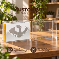 Boîte de présentation en acrylique cristallin de qualité supérieure pour cartes Dragon Sword & Shield, protection UV à 99 %, anti-poussière, aimant N52, support transparent