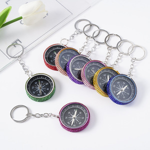Ngoài trời Đi Bộ Đường Dài công cụ điều hướng mini hợp kim nhôm la bàn Keychain với Rhinestone dát thời trang kim loại vòng chìa khóa - Product Image 1