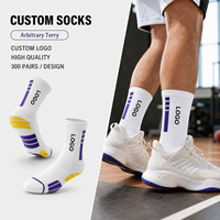Chaussettes de sport pour hommes en coton, avec coussinets, en tissu éponge, design personnalisé
