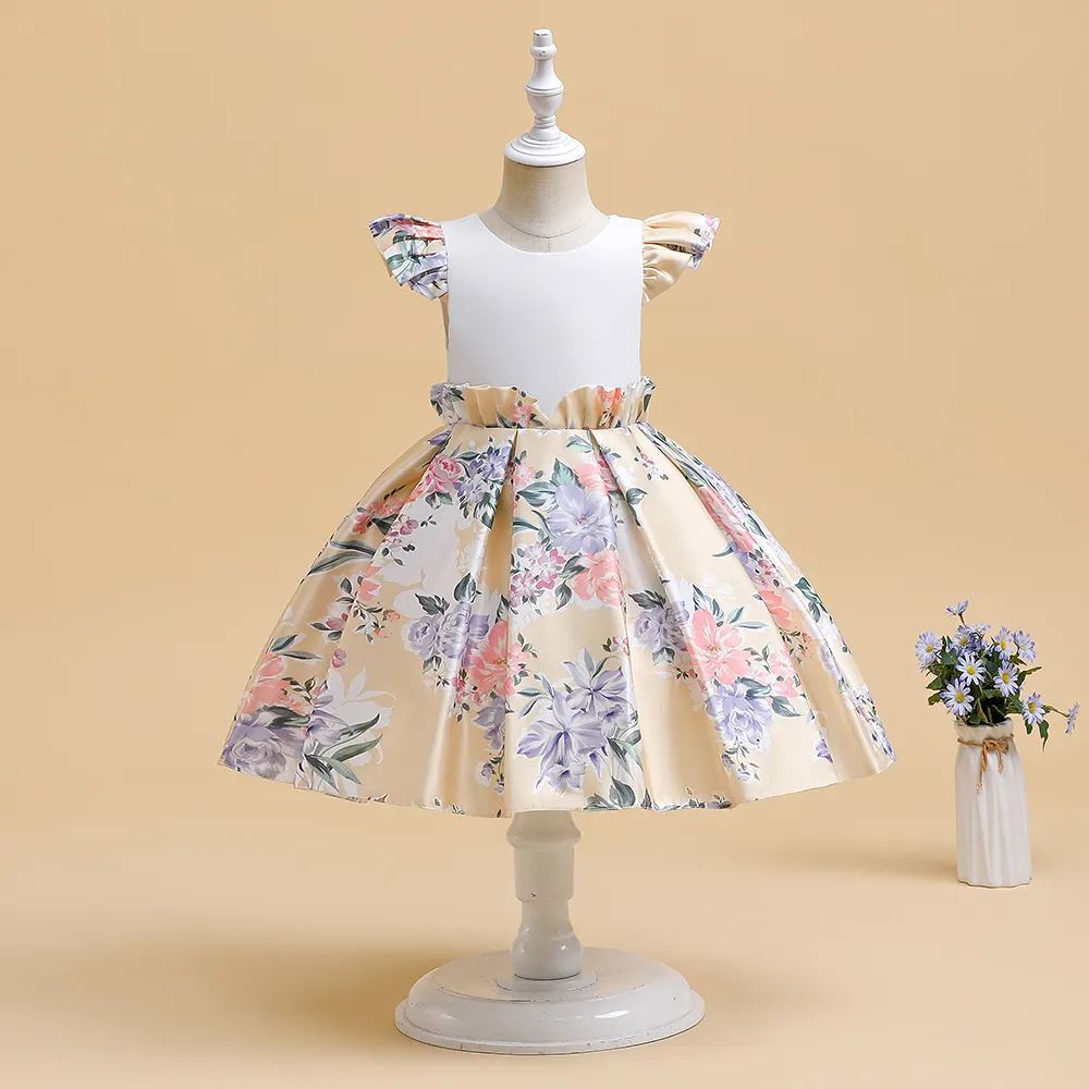 4 Jahre Baby Girl Deluxe Prinzessin Rüschen ärmellose Kinder formelle Kleidung Mädchen Kleid