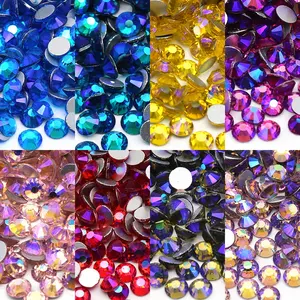 SS 6 8 10 12 16 20 Lt.Sapphire AB Color Flatback Glass Rhinestones Non Hotfix Strass Nail Art