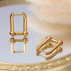 Geometric Square Gold Color Zinc Alloy <b>Stud</b> Earrings For Women EH932 - Product Image 1