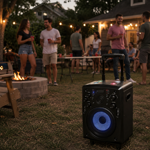 Enceinte Bluetooth portable avec lumières LED RGB, woofer de 6,5 pouces, sortie 100-300W pour utilisation en extérieur lors de fêtes - Product Image 1
