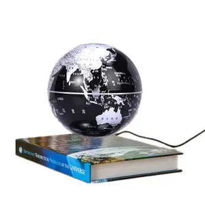 4 inci kebaruan Floating Globe lampu LED bentuk C Levitation Floating Globe peta dunia magnetik berputar Globe