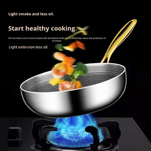 Sartén de Acero Inoxidable 316 con Tapa Antiadherente, Diseño de Panal de Abeja, Triple Capa, Apta para Inducción, Gas, <span class=keywords><strong>Horno</strong></span> y Lavavajillas - Product Image 3