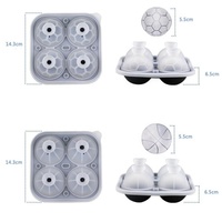 Moule à glaçons en silicone de qualité alimentaire, 4 cavités rondes, pour football et basketball, plateau à glaçons, vente en gros