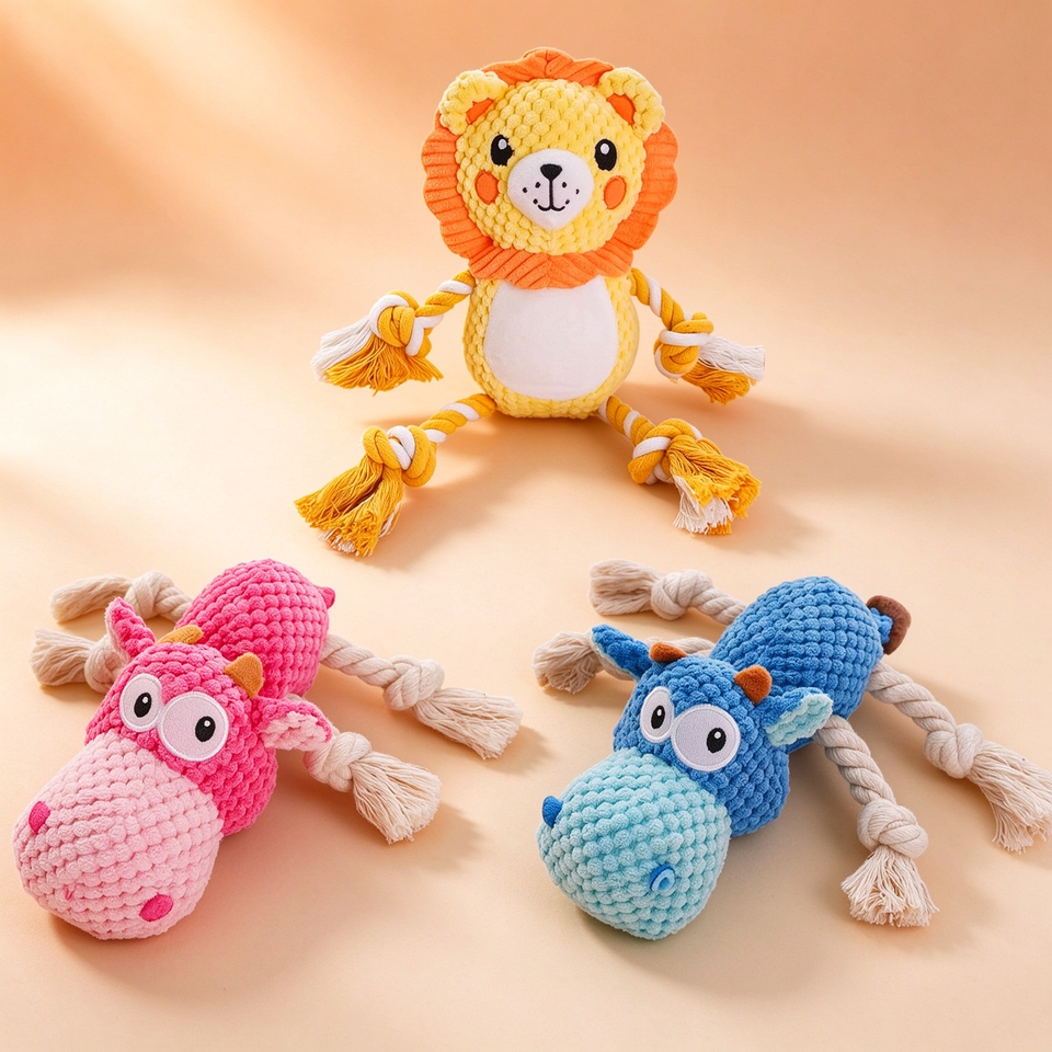 Pet Lion Knot Sound Chew Toy Anti-Debris Cotton Rope Tear-Resistant for ...