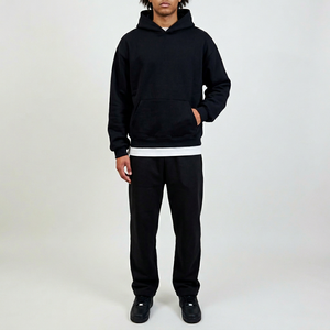 Sweat-shirt à capuche unisexe ample en tissu Air-layer 420g respirant, manches classiques, style Cleanfit - Product Image 1