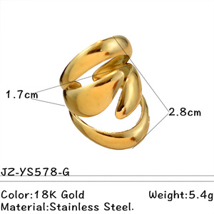 Anello Geometrico Moderno Y & <span class=keywords><strong>S</strong></span> in Acciaio Inossidabile Placcato Oro 18K Design Liscio Bicolore Accessori Gioielli da Donna - Product Image 5