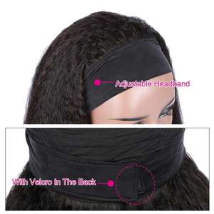 Sapıkça düz kafa bandı İtalyan İnsan saçı peruk siyah kadınlar için, giymek kolay peruk siyah kafa bandı 150 yoğunluk 16 inç - Product Image 4