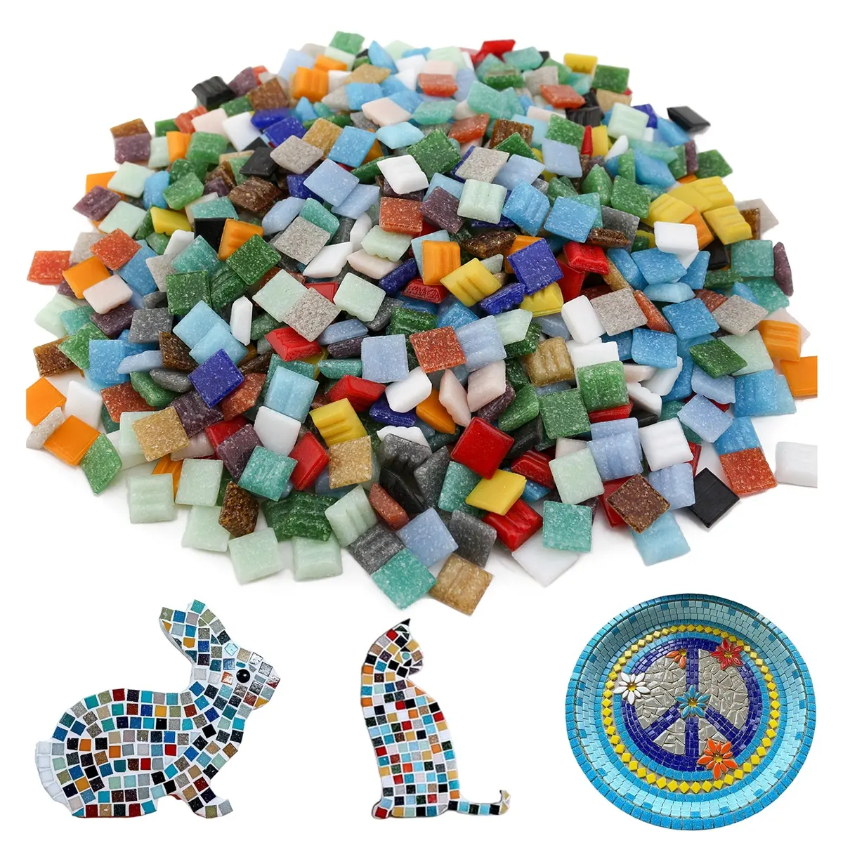 Wholesale colorful micro square hot melt vitreous bulk glass pieces art craft tile mosaic diy