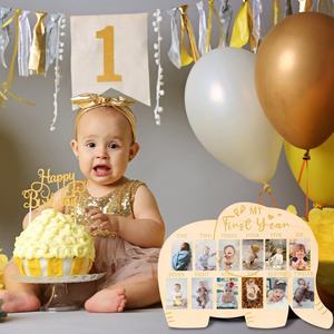 Nouveauté 2026 : Cadres en bois <span class=keywords><strong>créatifs</strong></span> en forme <span class=keywords><strong>d</strong></span>'éléphant pour photos de bébé, très populaires, idéaux comme cadeaux pour nouveau-nés - Product Image 1