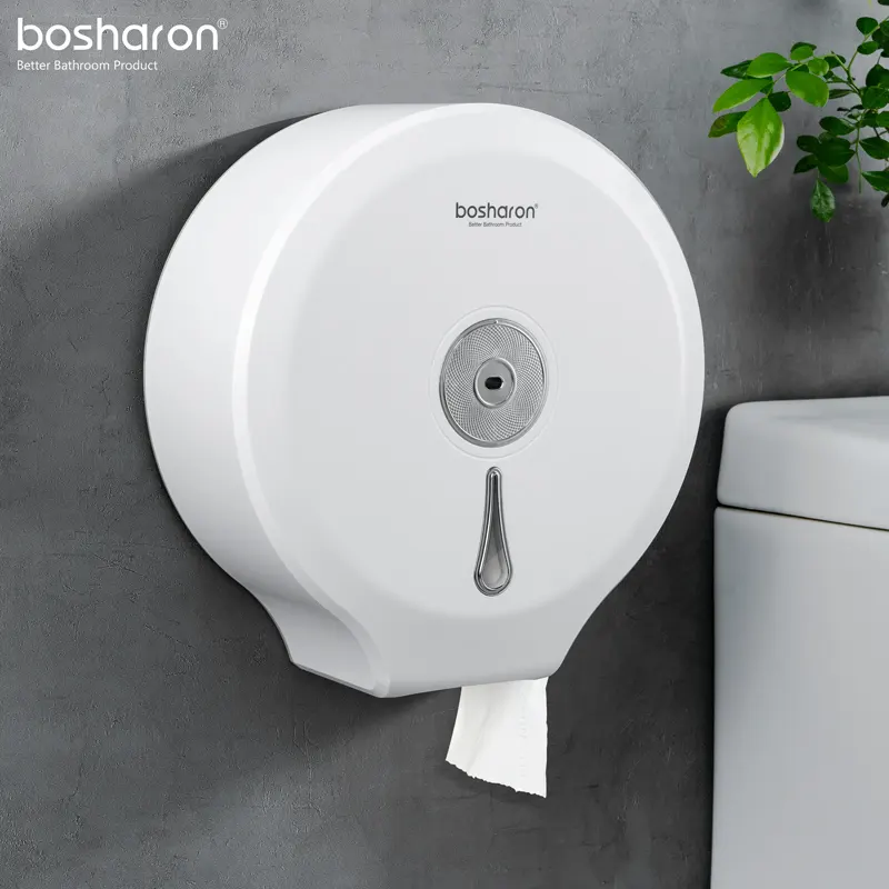 New arrival bathroom accessories abs plastic manual toilet wall mount tissue towel holder jumbo roll paper dispenser with lock