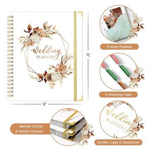 Carnet de planification de mariage personnalisé A5 à spirale, design de luxe blanc de haute qualité, dorure à chaud, écologique, 80 feuilles, impression CMJN - Product Image 2