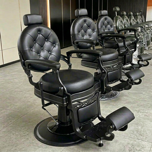 Silla de peluquería, silla para hombre con respaldo liso, silla exclusiva para peluquería, silla de barbero retro, silla ajustable para cortar el cabello - Product Image 1