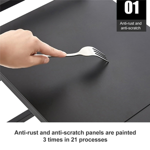 Support de micro-ondes extensible OEM pour comptoir, rangement d'ustensiles de cuisine, vaisselle, casseroles et poêles, étagère en acier au carbone avec crochets - Product Image 3