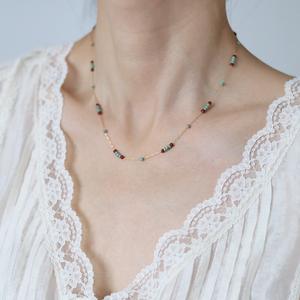 Tiny Bohemian Style Necklace Delicate Beads Stainless Steel Dainty Charm Necklaces for Anniversary Skinny Bead Layering Style - Product Image 4