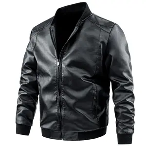 Men stylish simple Waterproof Black coats motorcycle leather jackets and coats casual PU Leather jacket