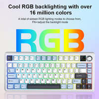 Aula F75 Max struktur Gasket Keyboard Gaming mekanis dengan layar & kenop nirkabel tri-mode RGB Hot Swap Keyboard kustom