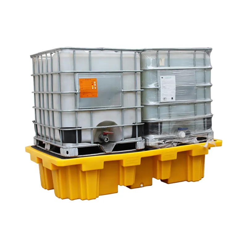 Rotomolding Thùng Chứa Thứ Cấp Hai Lớp Bằng Nhựa Polyethylene Có Thể Tháo Rời Pallet Chống Tràn Ibc 1300L Cho Bể IBC