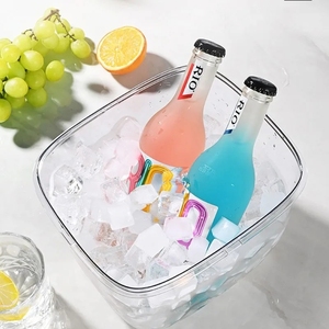 Transparent Ice Bucket <b>Plastic</b> Beer <b>Big</b> Bucket Beverage <b>Tubs</b> Portable Large Capacity Storage Bucket With Hiding Handle and Cover - Product Image 2